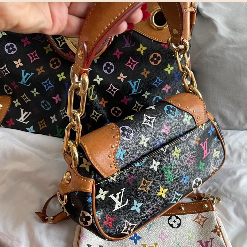 Louis Vuitton black Takashi Murakami multicolour monogram pochette shoulder bag